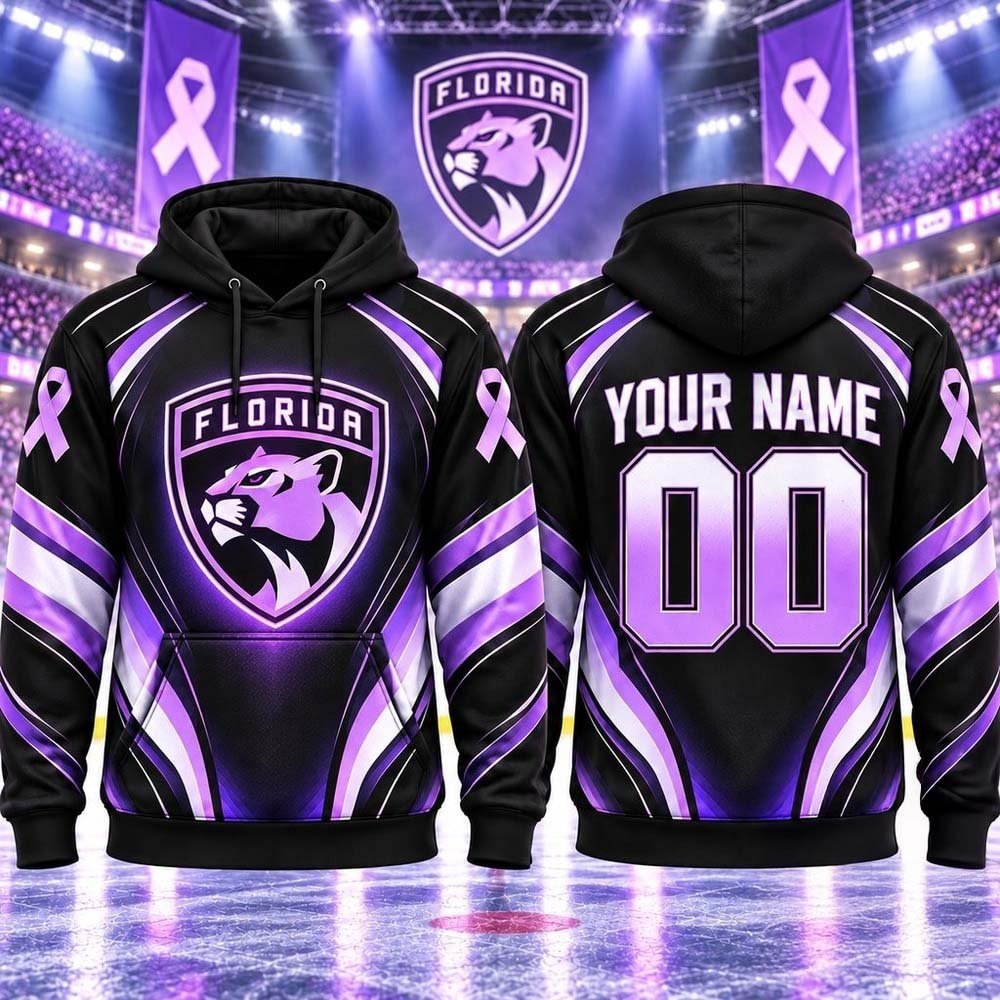 Custom Florida Panthers Merch Panthers NHL Fights Cancer Hoodie Game Day Apparel