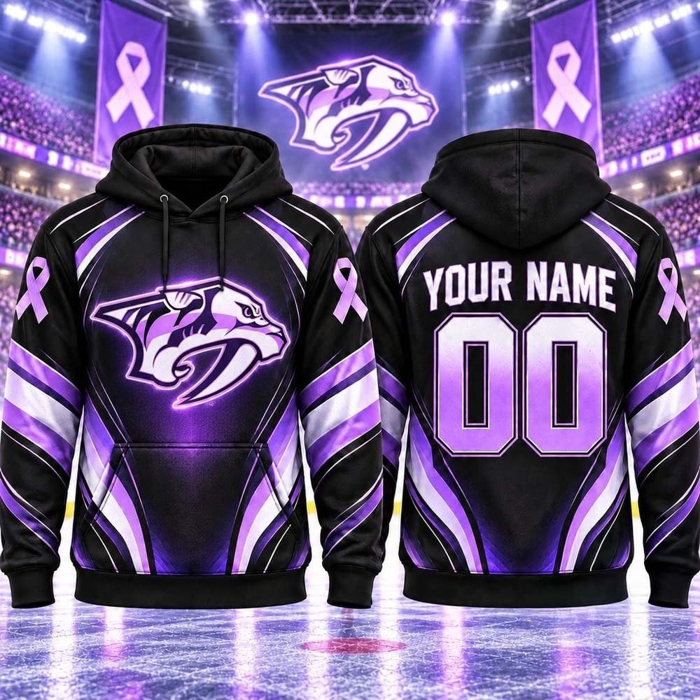 Custom Nashville Predators Merch Predators NHL Fights Cancer Hoodie Presents For Hockey Fans