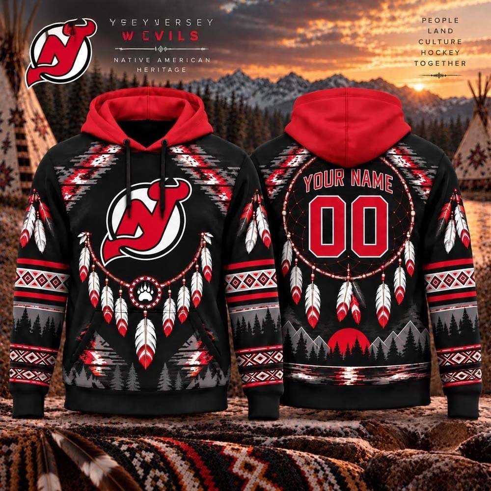 Custom New Jersey Devils Merch Devils Hockey Native American Heritage Hoodie Unique Gifts