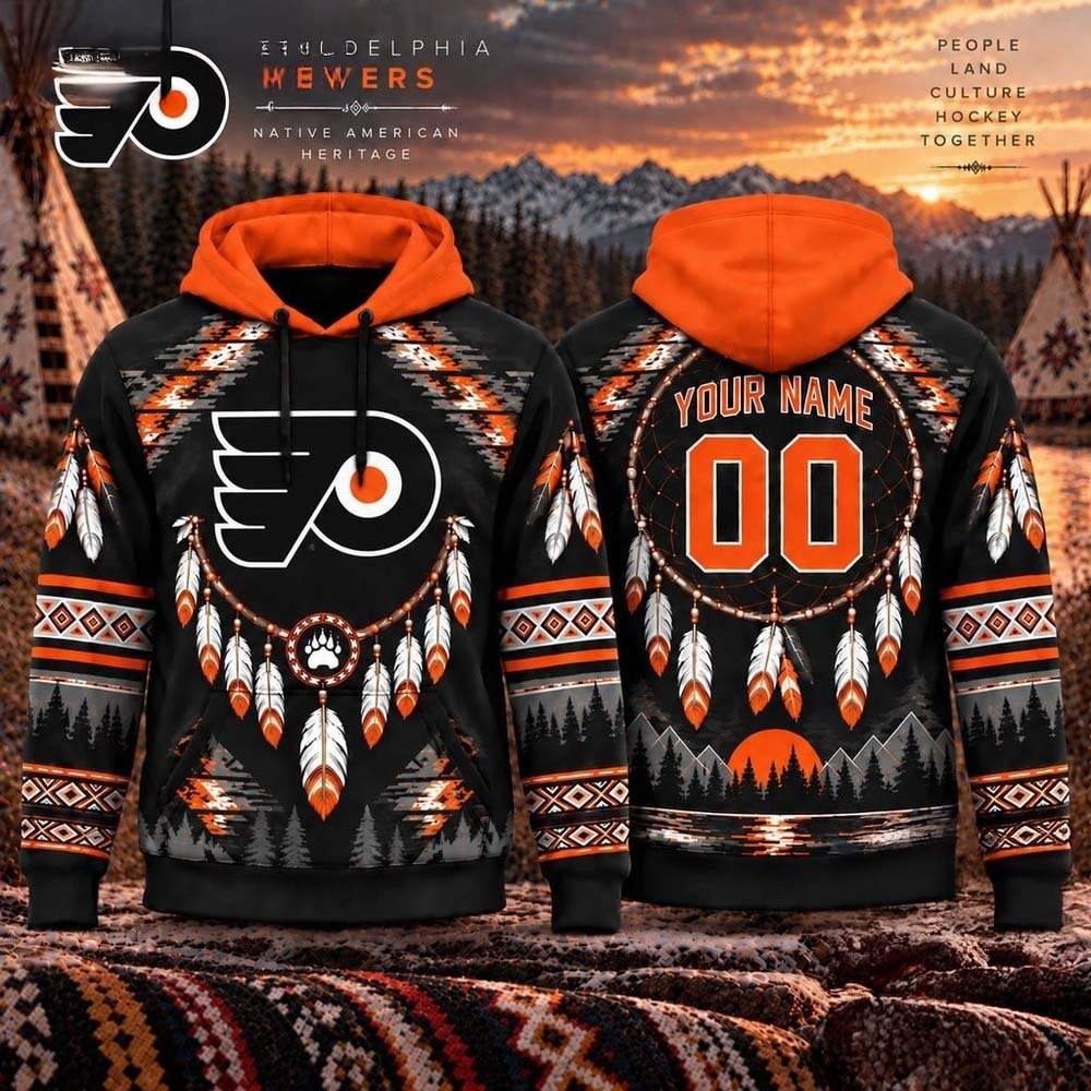 Custom Philadelphia Flyers Merch Flyers Hockey Native American Heritage Hoodie Gifts Idea