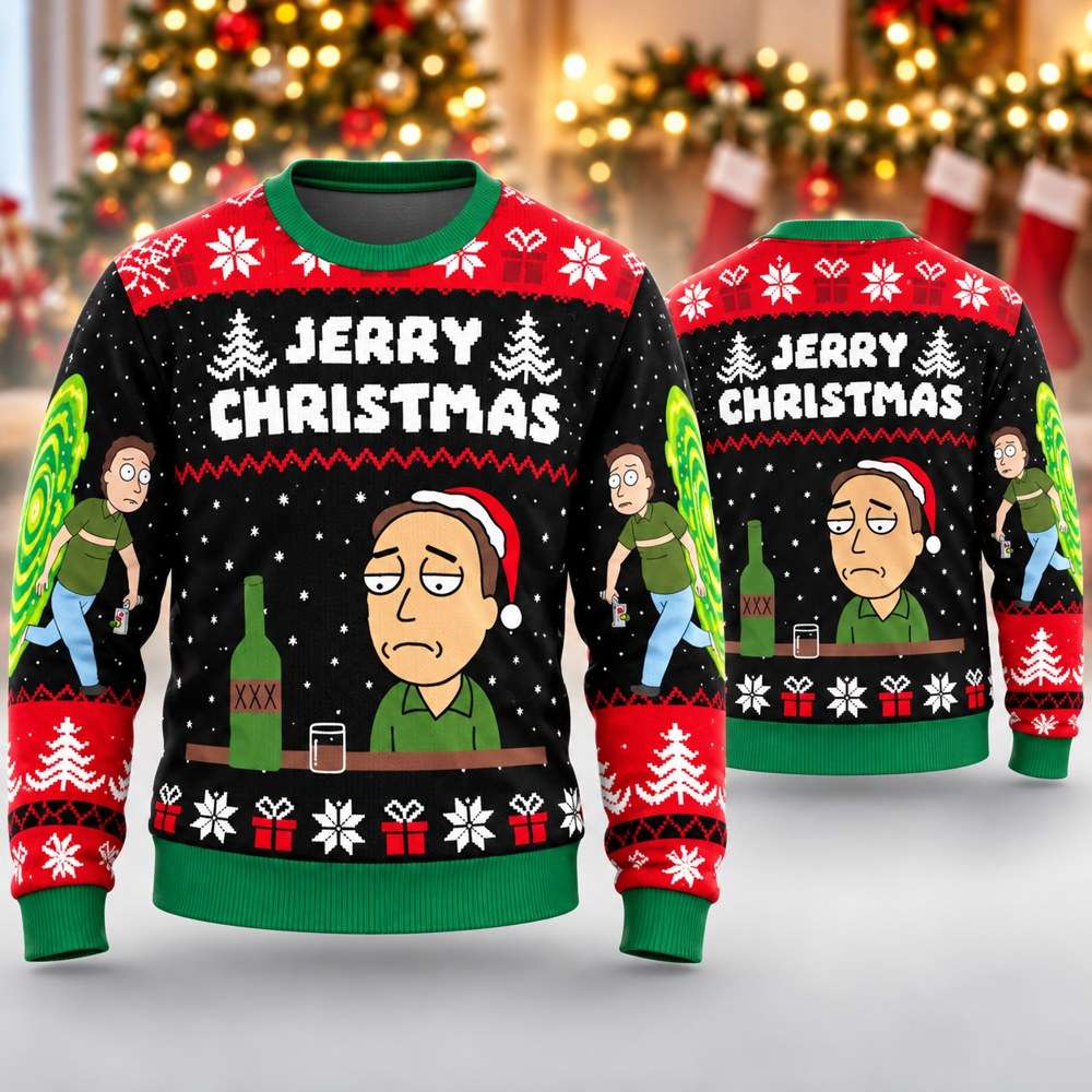 Rick And Morty Merch Jerry Christmas Ugly Christmas Sweater Funny Xmas Sweaters