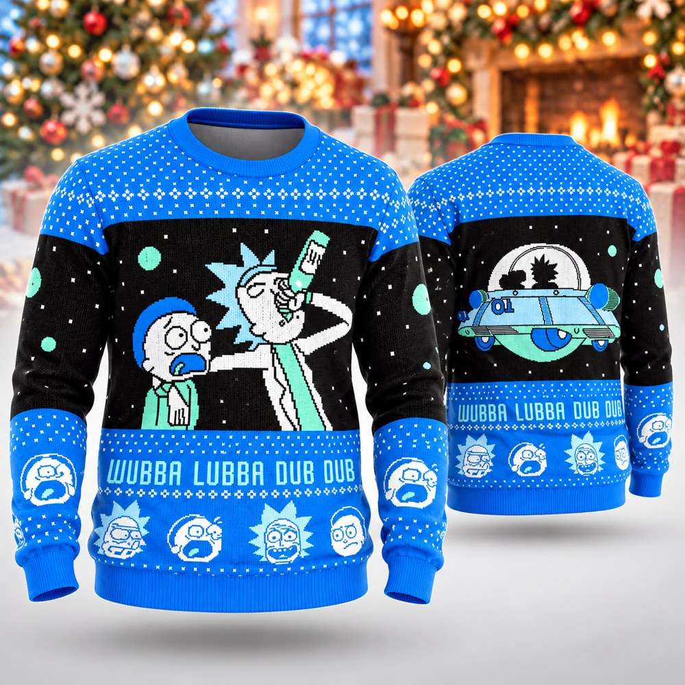 Rick And Morty Merch Wubba Lubba Dub Dub Ugly Christmas Sweater Rick And Morty Lovers Gifts