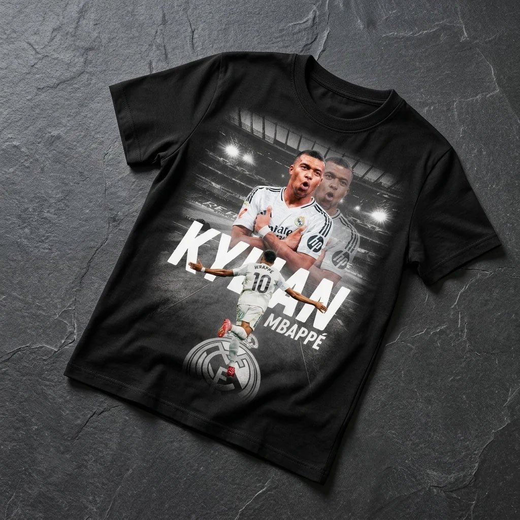 Kylian Mbappe Real Madrid Vintage Bernabeu Bootleg T-Shirt Kylian Mbappe Merch Fan Gifts