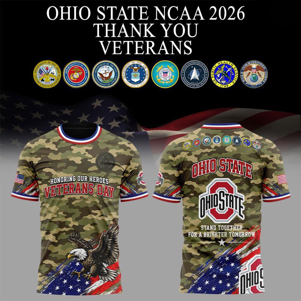 Ohio State Buckeyes Veterans Day 2026 T-Shirt Buckeyes Merch Honoring Our Heroes Shirt Camo