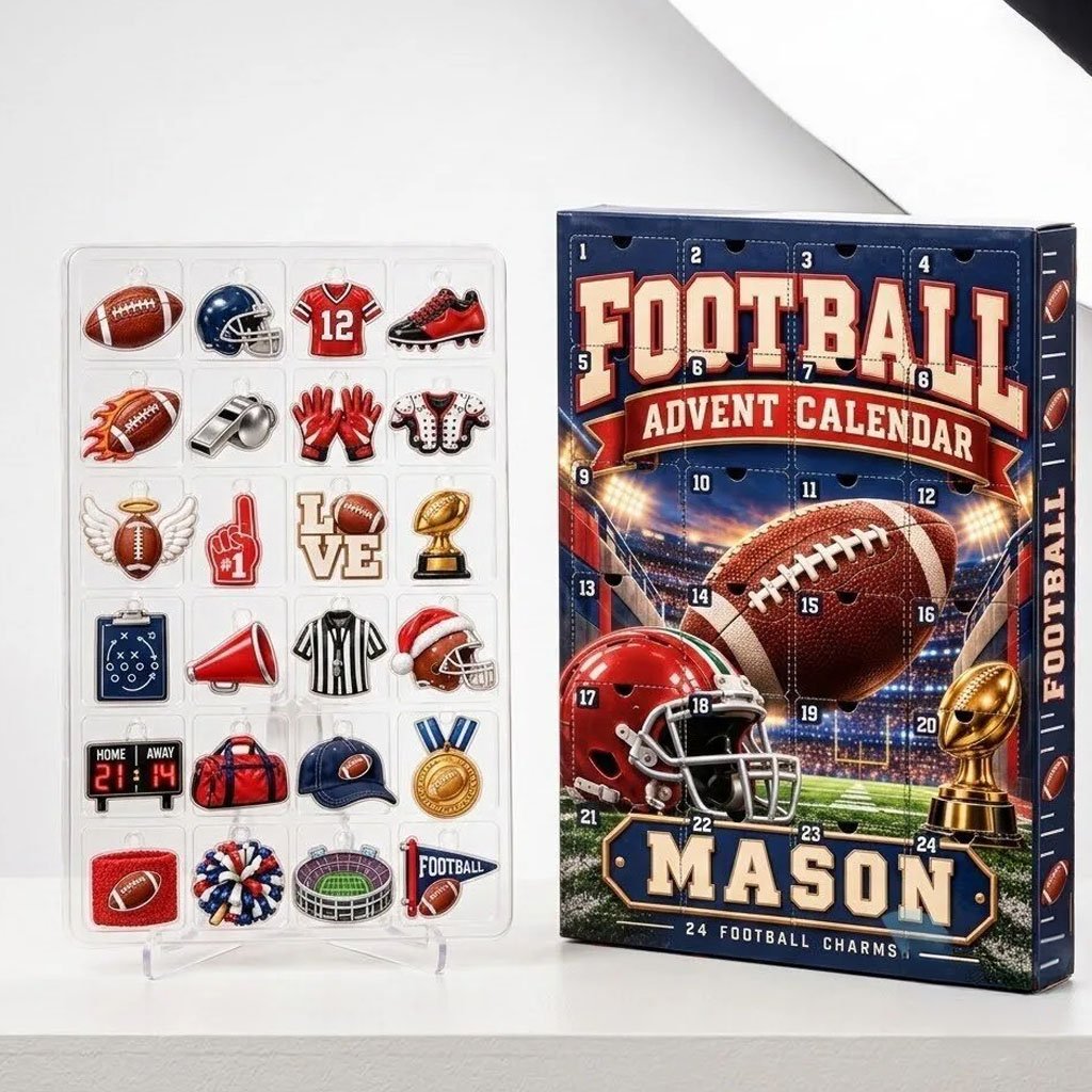 Custom Football Advent Calendar 2026 Christmas Countdown American Football Xmas Tree Ornaments
