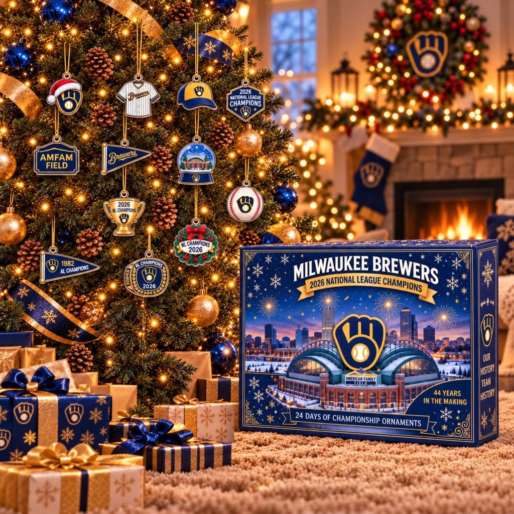 Milwaukee Brewers 2026 NL Champions Advent Calendar Christmas Tree Ornaments Brewers Merch