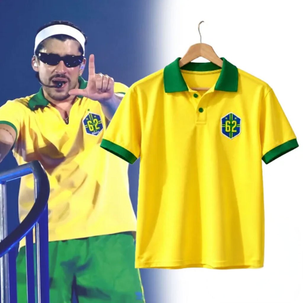 Bad Bunny DtMF Tour Retro Brazilian National Team 1958 Polo Shirt Bad Bunny Merch Rap Fan Gifts