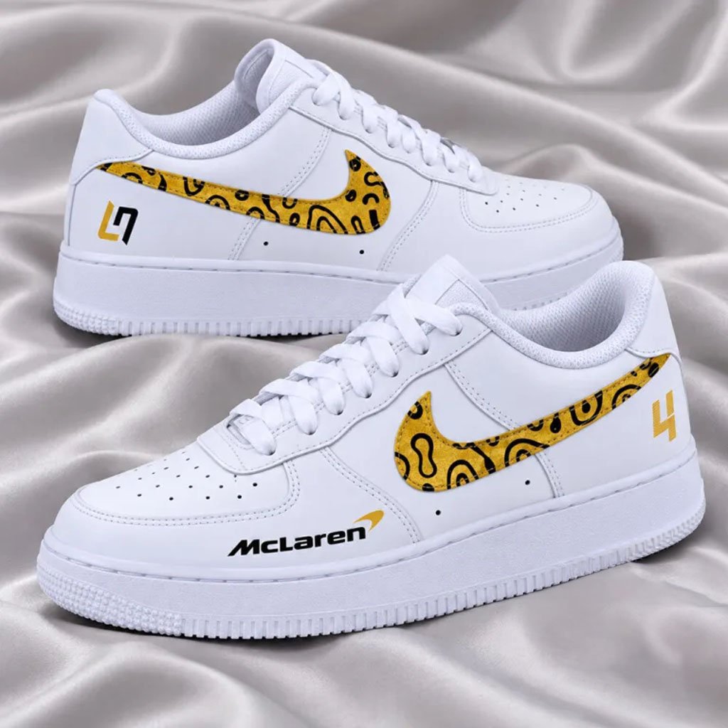 Lando Norris LN4 McLaren F1 White Sneakers Shoes Lando Norris Merch Racing Fan Gifts