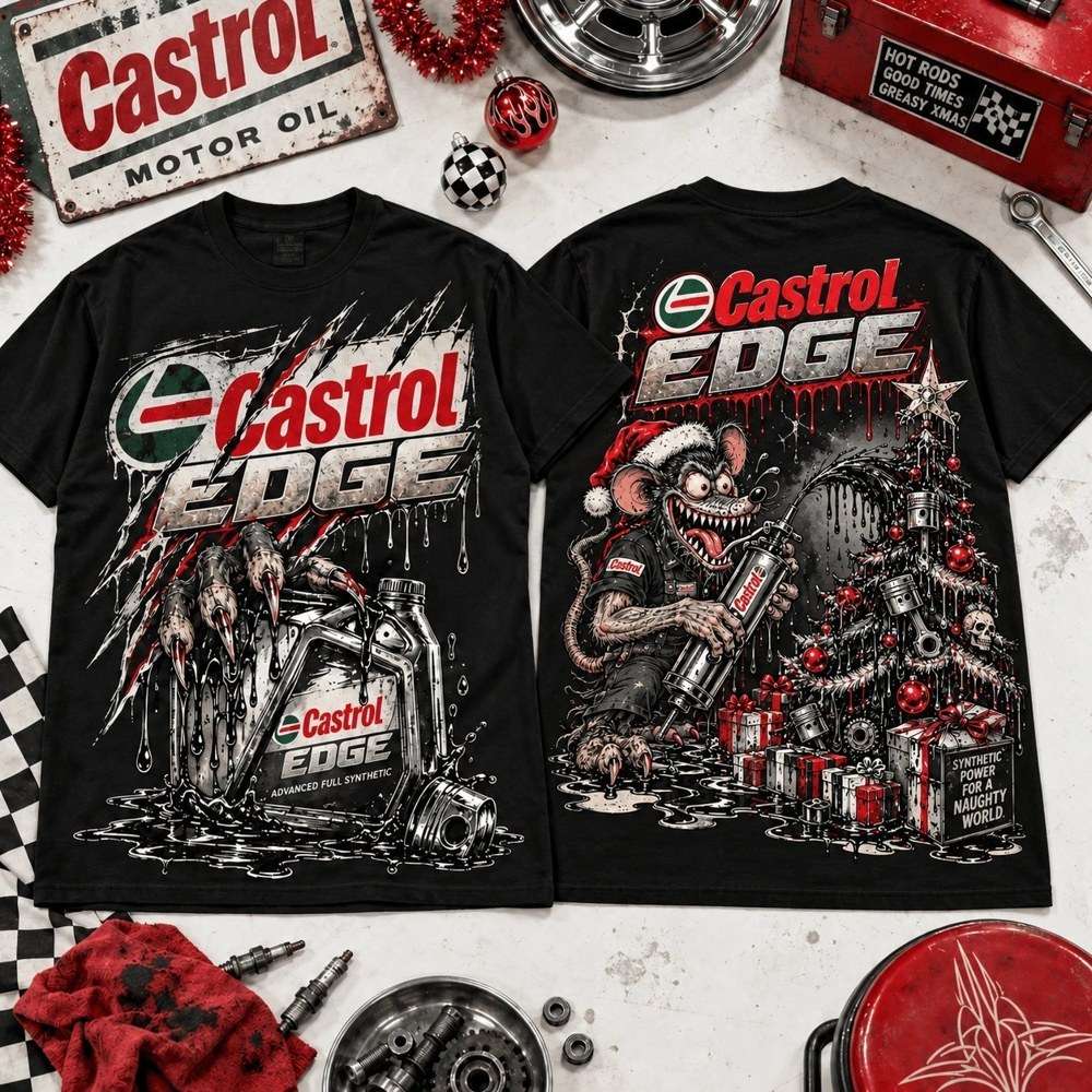 Castrol x Rat Fink Grease The Tree Ruin The Holiday Shirt Gifts For Mechanic Lovers
