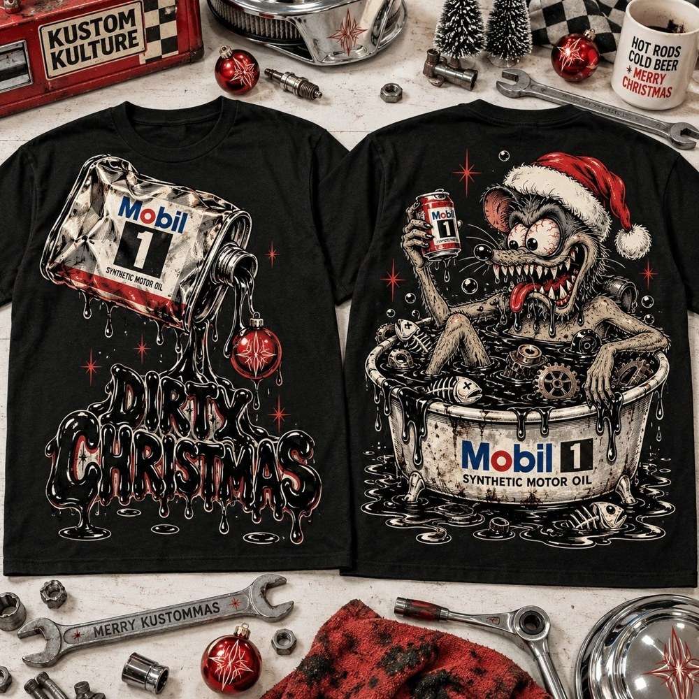 Mobil 1 x Rat Fink Dirty Christmas Fueled By Madness Shirt Gifts For Motor Oil Lovers