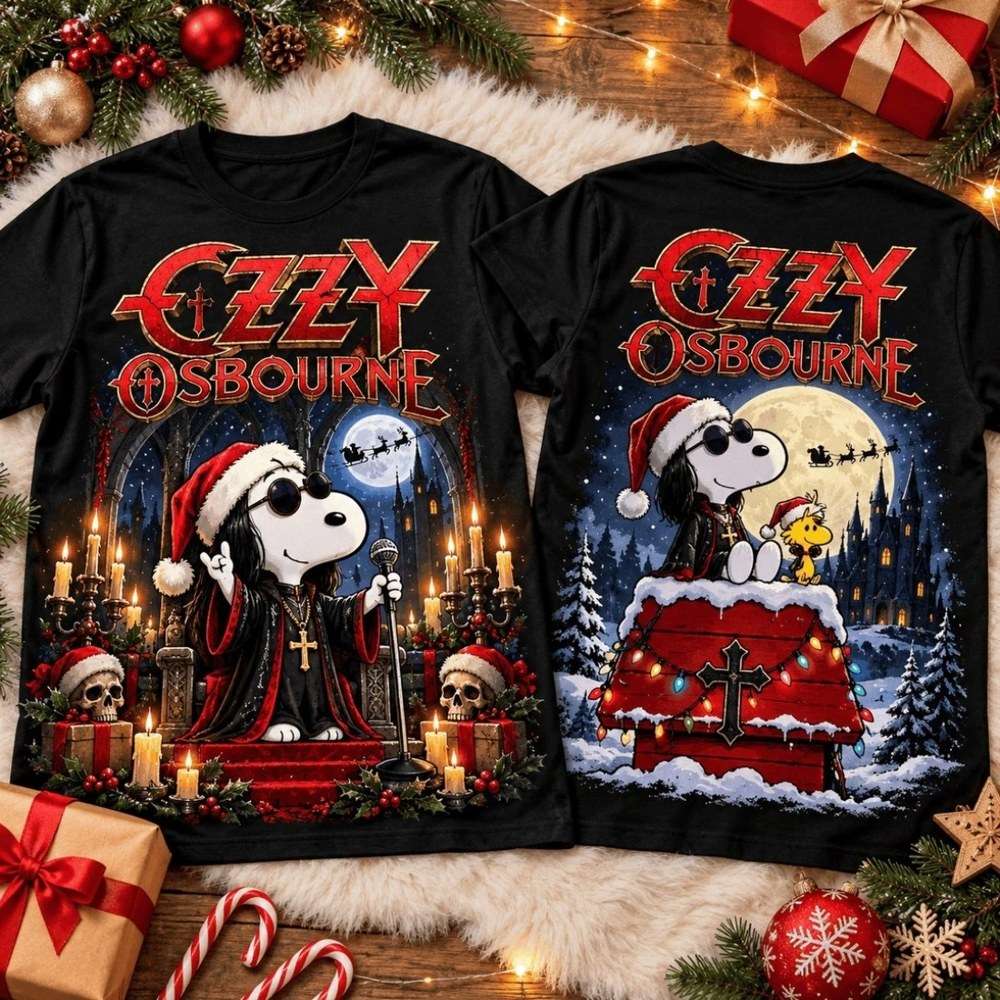 Ozzy Osbourne Snoopy Gothic Castle Christmas Shirt Funny Cartoon T-Shirt Ozzy Osbourne Merch