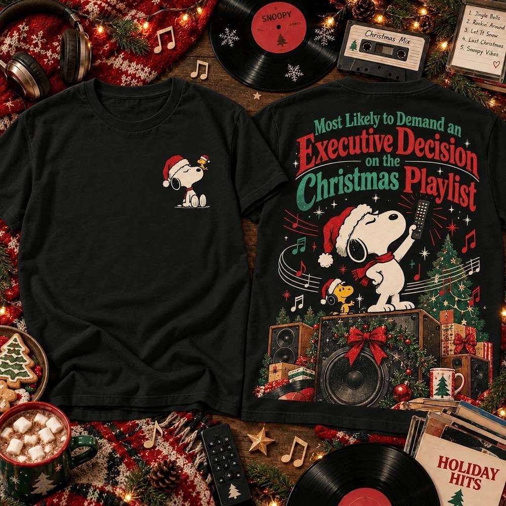 Snoopy Most Likely To Control The Christmas Playlist Shirt Gifts For Music Lovers