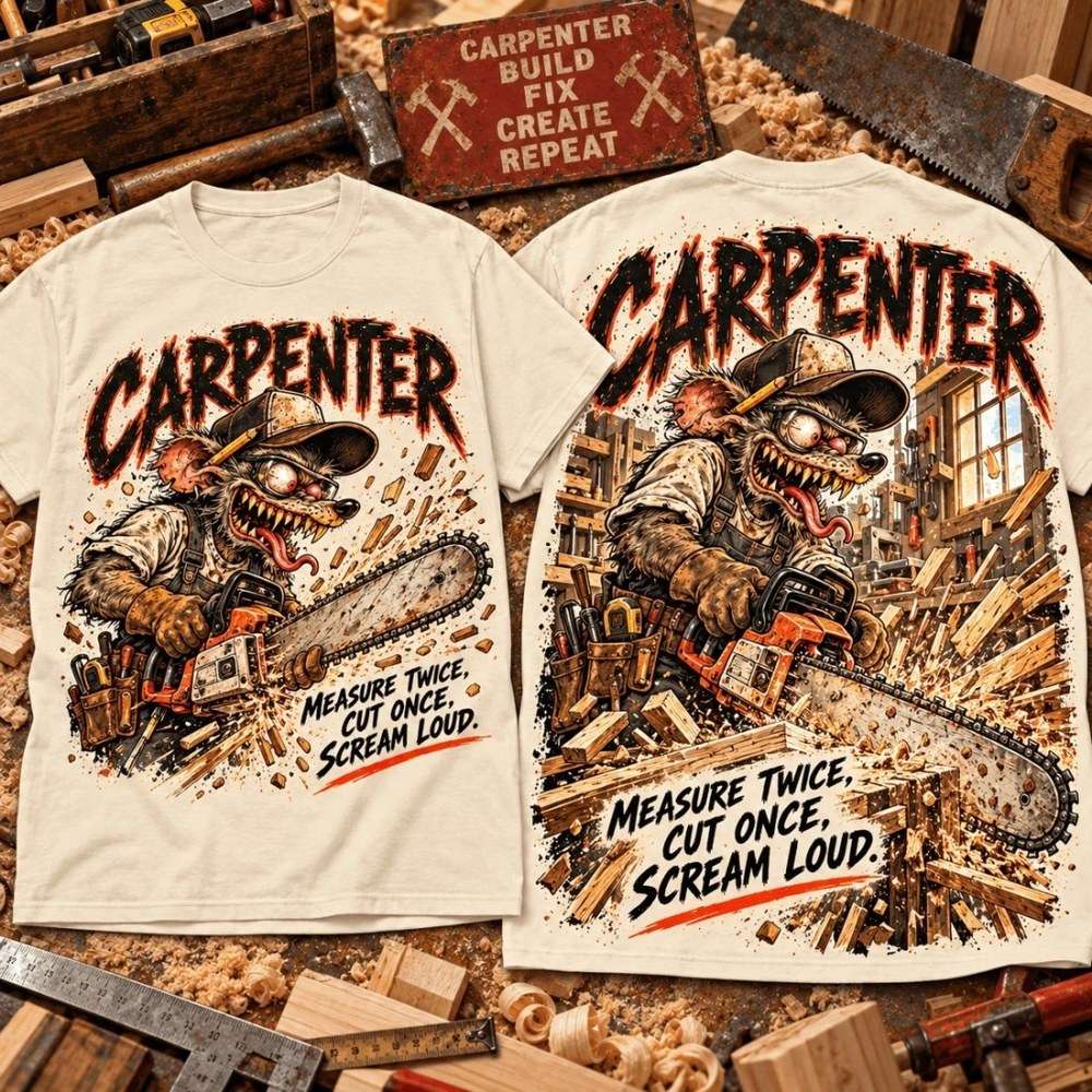 Carpenter Rat Fink Measure Twice Cut Once Shirt Funny Graphic Tees Gifts For Carpenter Lovers