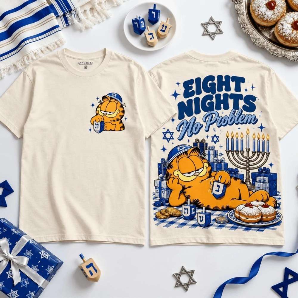 Garfield Hanukkah Eight Nights No Problem Shirt Cute Cartoon Tees Gifts For Garfield Lovers