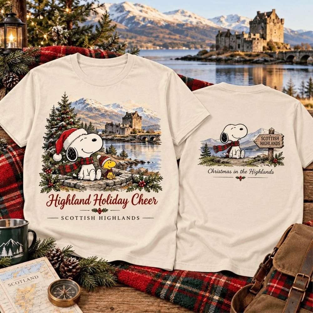 Highland Holiday Cheer Snoopy Scotland Shirt Cute Snoopy Clothing Gifts For Christmas