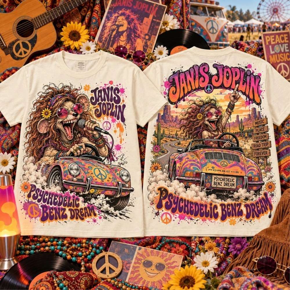 Rat Fink Janis Joplin Psychedelic Benz Dream Shirt Janis Joplin Merch Gifts For Music Lovers