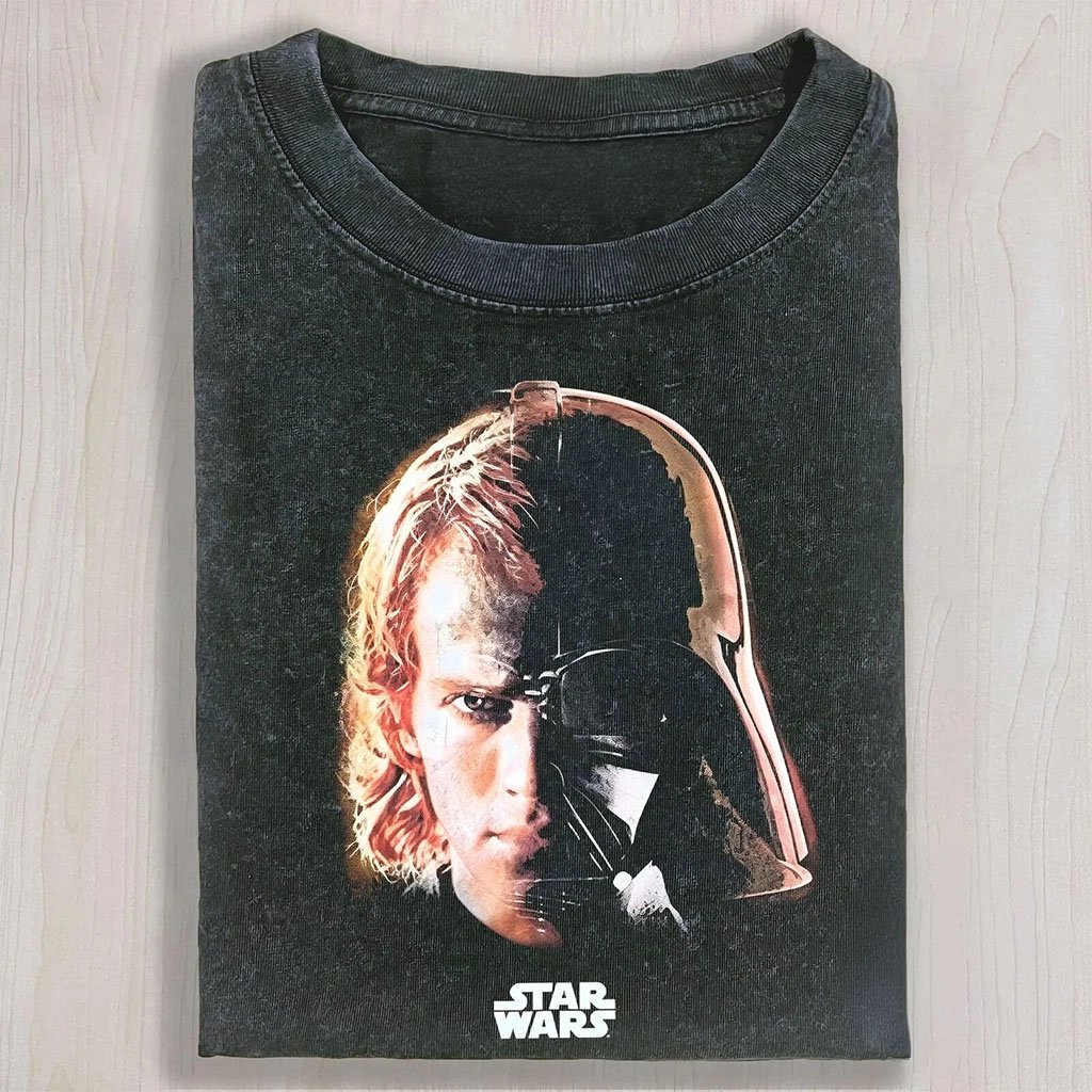 Star Wars Anakin Skywalker Darth Vader Split Face T-Shirt Star Wars Merch Sci Fi Fan Gifts