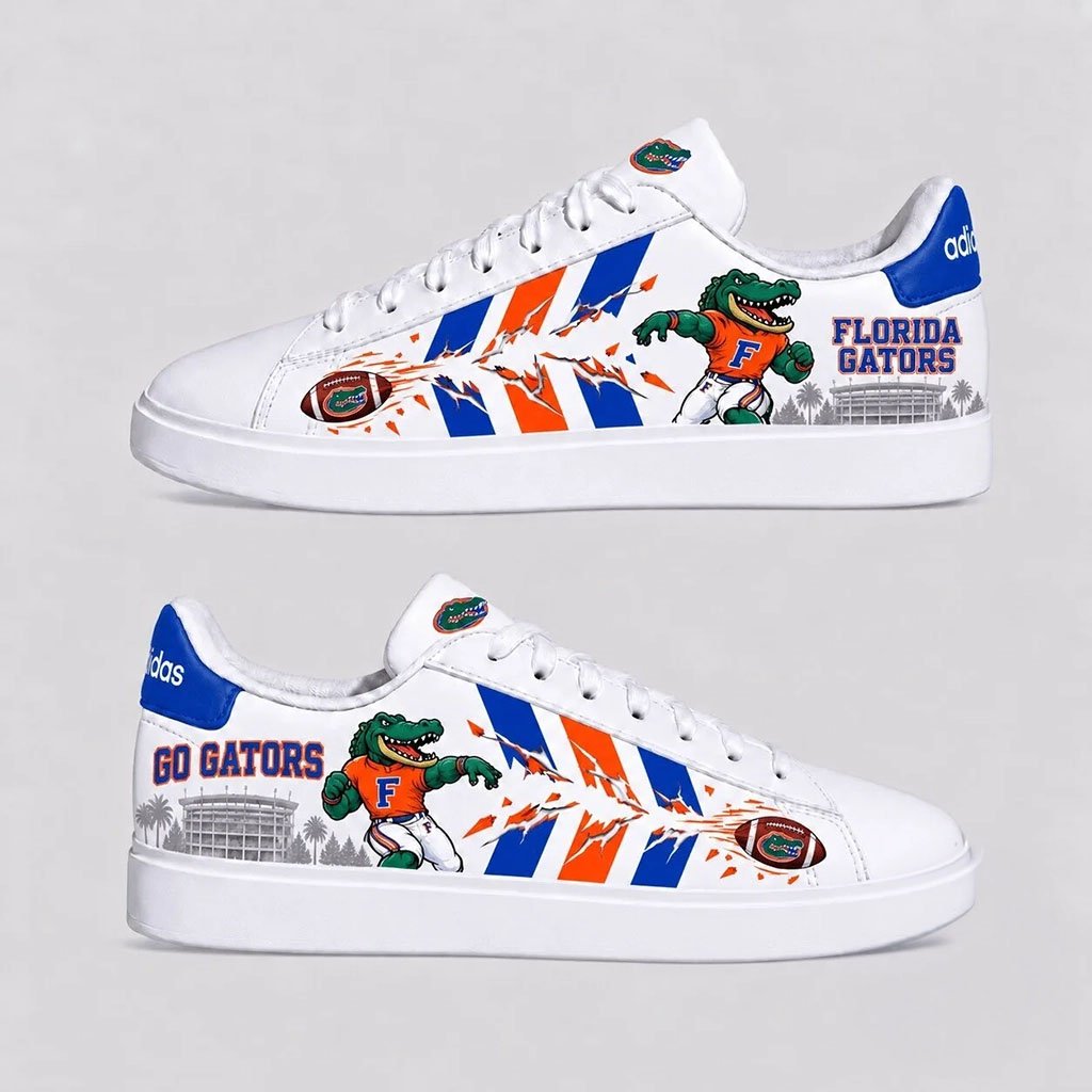 Florida Gators Football Team Logo White Sneakers Game Day Shoes Florida Gators Merch