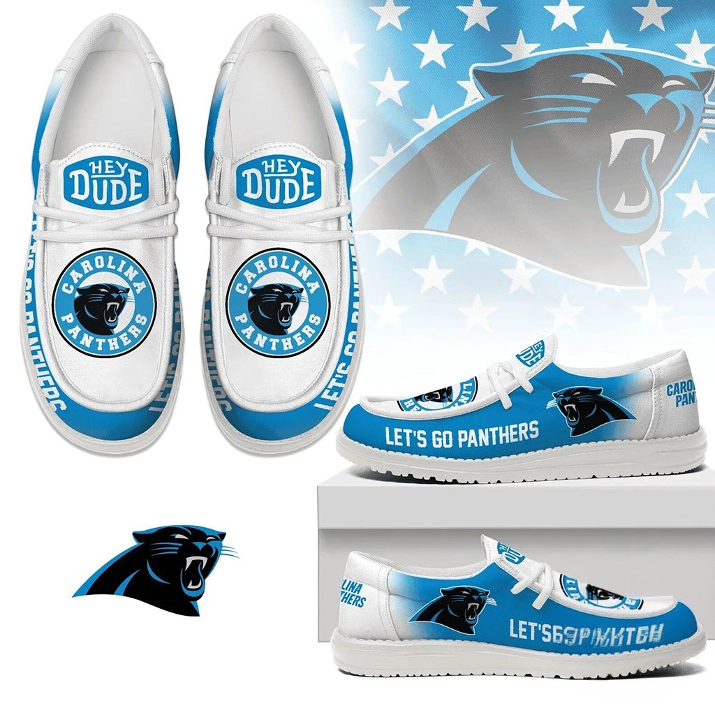 Carolina Panthers Team Logo Shoes Let's Go Panthers Loafers Gift For Football Fans