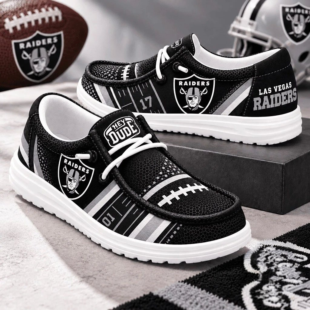 Las Vegas Raiders Football Team Logo Shoes Black And White Loafers LV Raiders Merch Fan Gifts