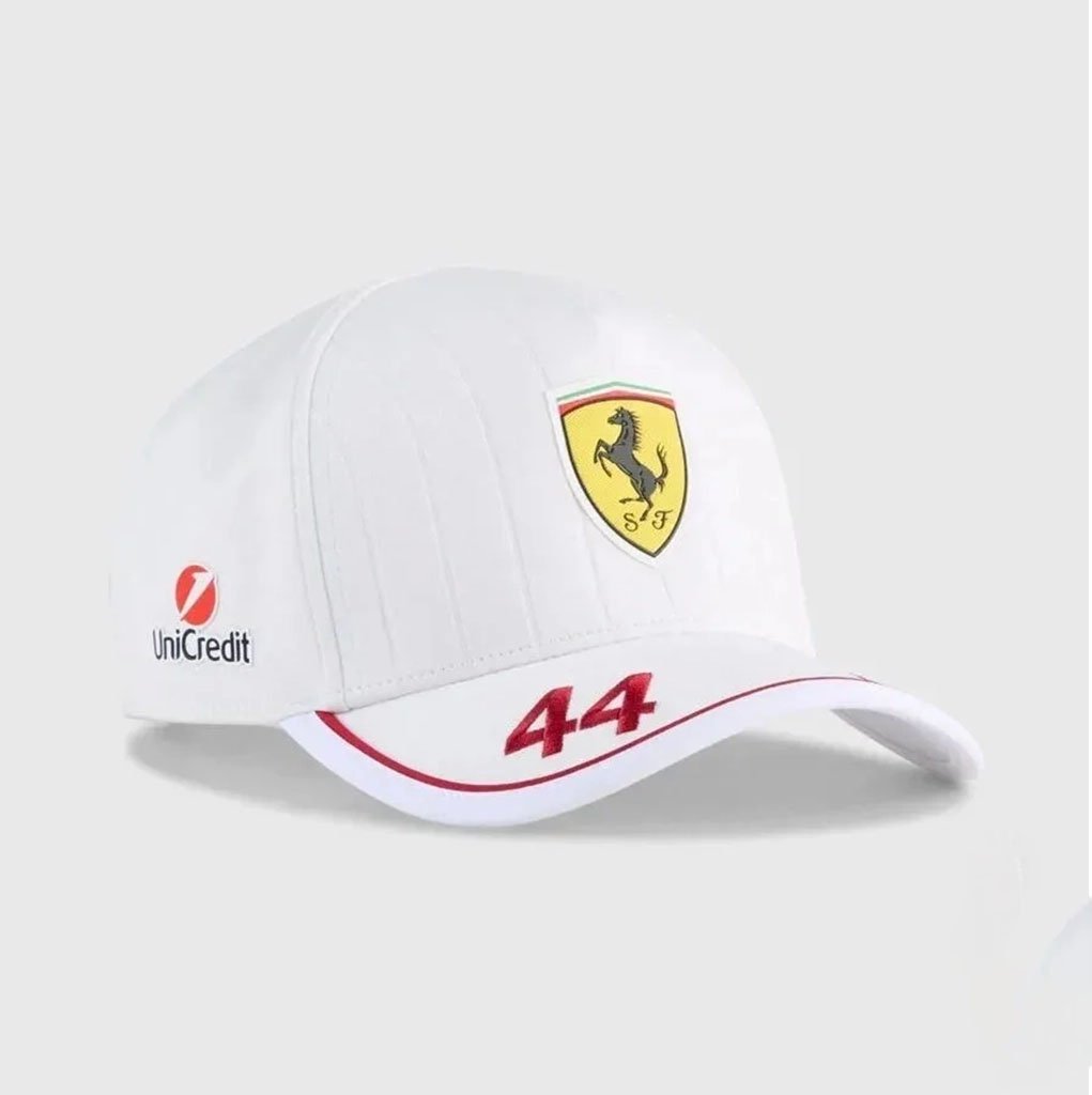 Lewis Hamilton #44 Ferrari Formula 1 Racing Team White Driver Hat Lewis Hamilton Merch