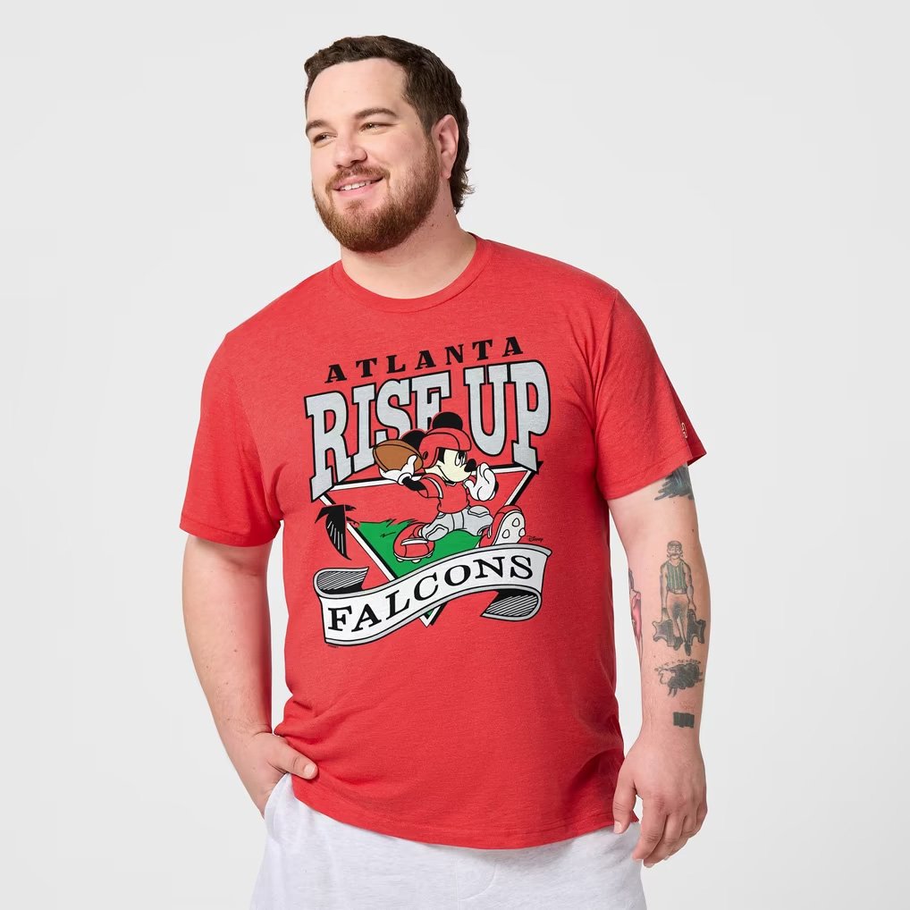 Disney X NFL Collection Merch Atlanta Falcons X Mickey Mouse T-Shirt Rise Up Tee Fan Apparel
