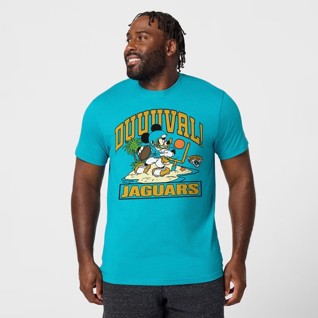 Disney X NFL Collection Merch Jacksonville Jaguars X Mickey Mouse T-Shirt Duuuval Apparel