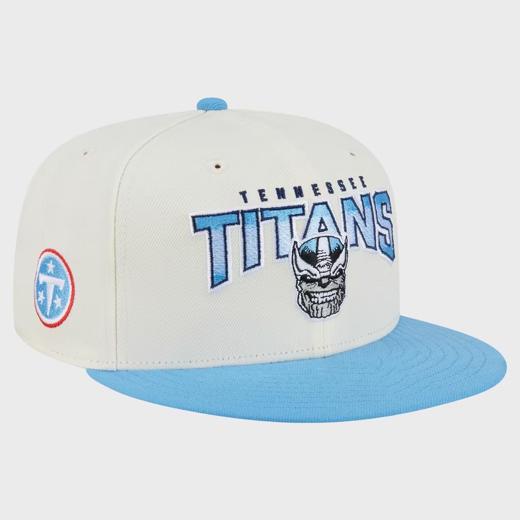 Disney X NFL Collection Merch Tennessee Titans Thanos New Era Snapback Hat Best Football Gifts