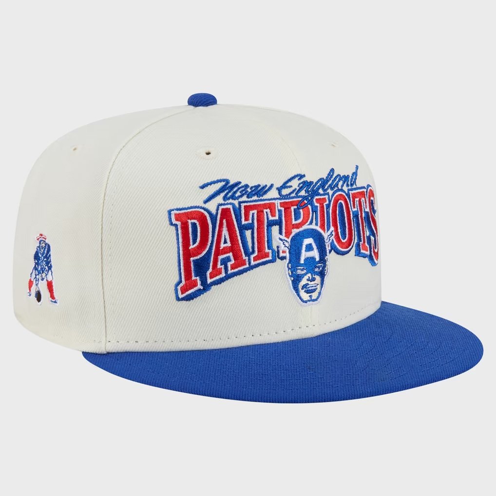 Marvel X NFL Collab Merch New England Patriots Disney X New Era Captain America Snapback Hat