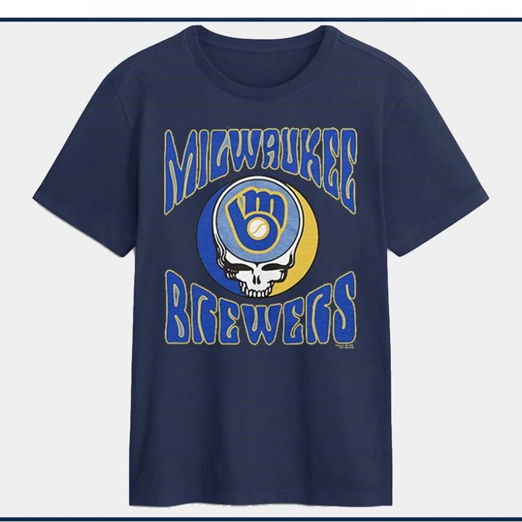Milwaukee Brewers Grateful Dead Skull T-Shirt 2026 Brewers Merch Gifts For Baseball Fans