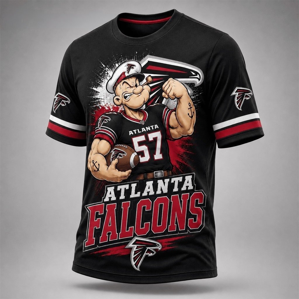 Atlanta Falcons Popeye Bold Cartoon Athletes T-Shirt Falcons Merch Atlanta Football Gear