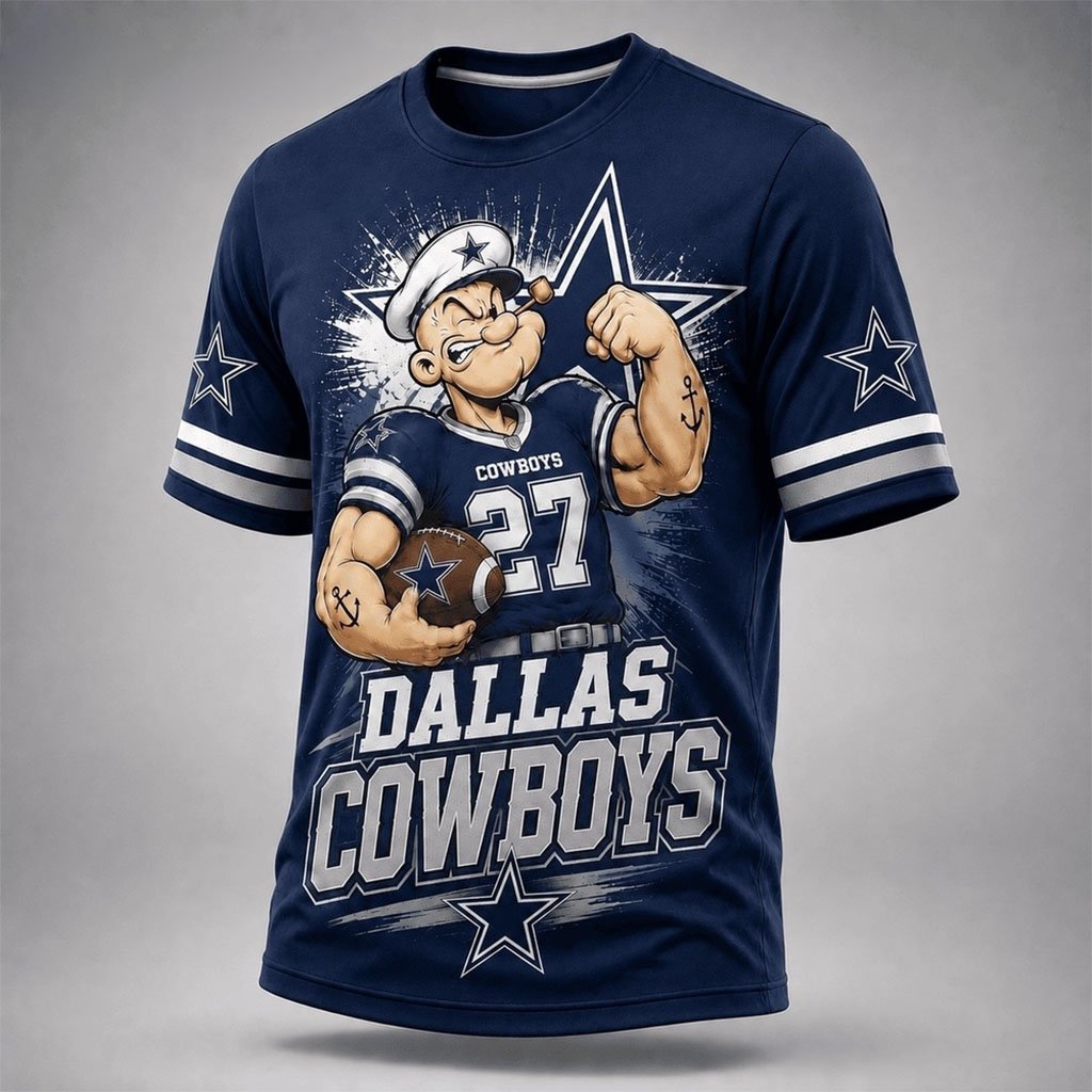 Dallas Cowboys Popeye Bold Cartoon Athletes T-Shirt Cowboys Merch Dallas Football Apparel