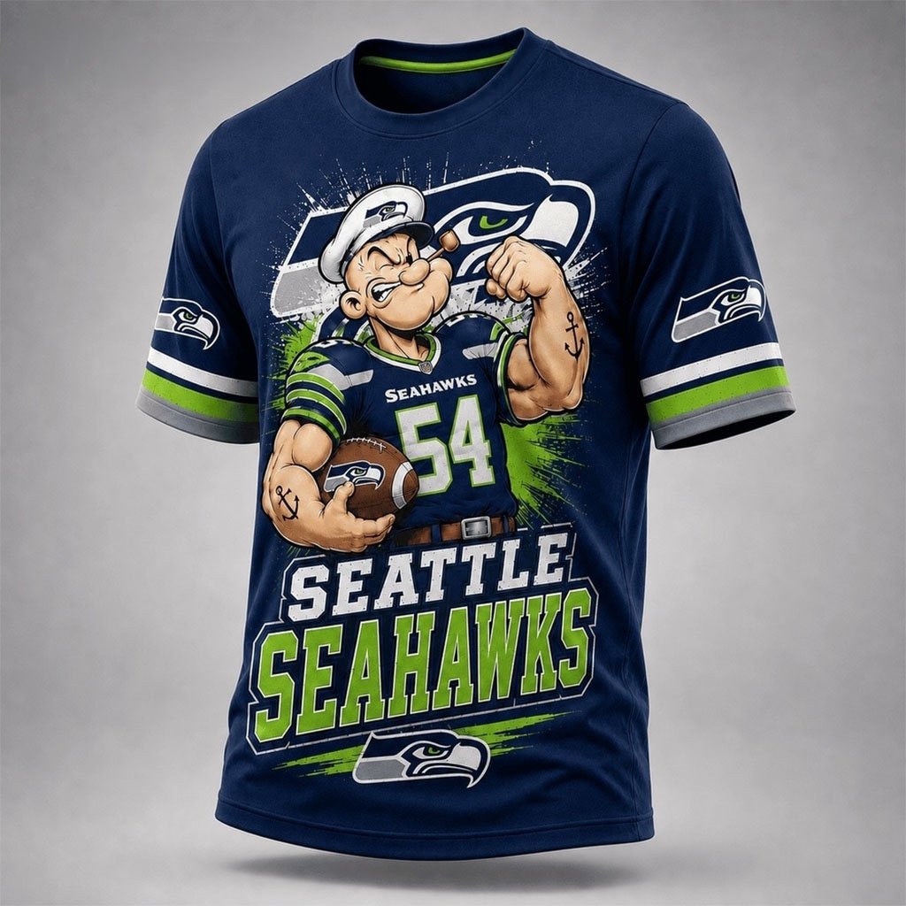 Seattle Seahawks Popeye Bold Cartoon Athletes Shirt Seahawks Merch Football Fan Gifts