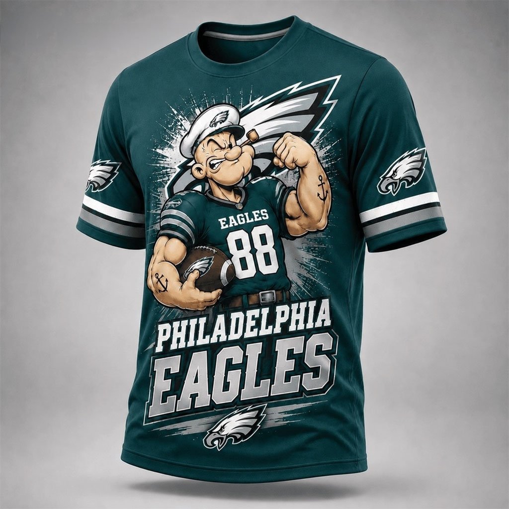 Philadelphia Eagles Popeye Bold Cartoon Athletes Shirt Eagles Merch Presents For Football Fans