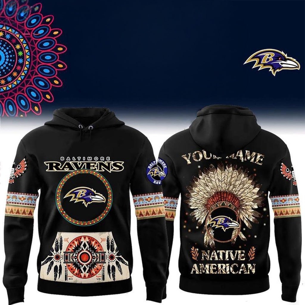 Custom Baltimore Ravens Native American Heritage Month Hoodie Ravens Merch Gifts For Fans