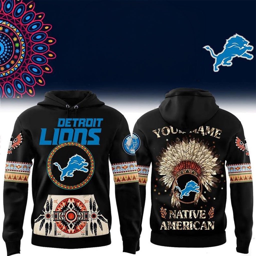 Custom Detroit Lions Native American Heritage Month Hoodie Lions Merch Gifts For Football Fan