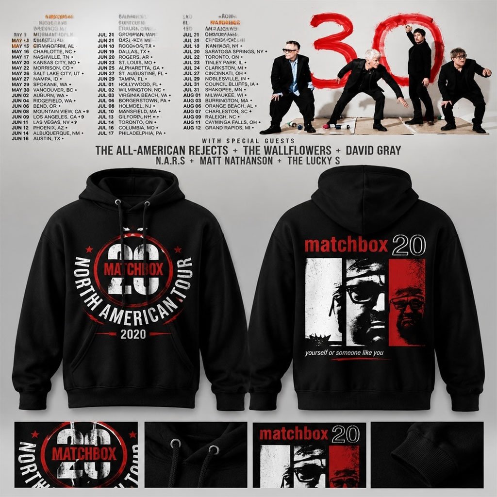 Matchbox Twenty 30 North American Tour 2027 Hoodie Matchbox Twenty Merch Rock Band Fan Gifts