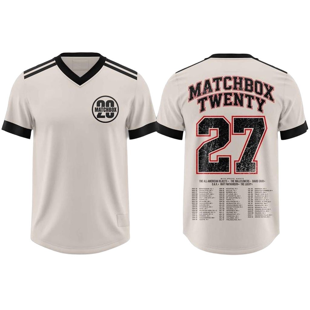 Matchbox Twenty 30 North American Tour 2027 Football Jersey Matchbox Twenty Merch Fan Gear