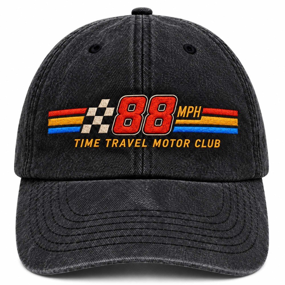 2026 Back To The Future 88 MPH Time Travel Motor Club Embroidered Hat Retro Movie Cap Fan Gear