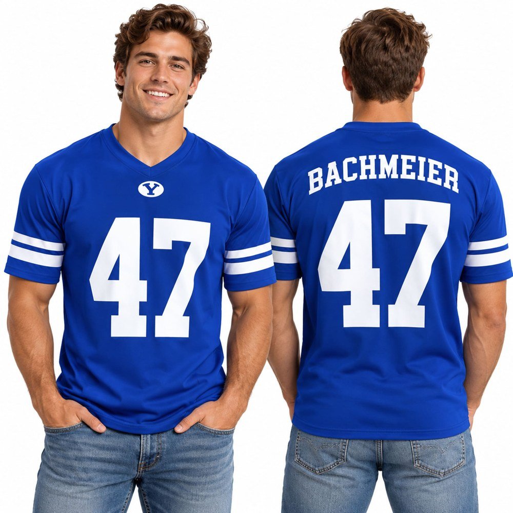 2026 Bear Bachmeier #47 BYU Blue Jersey BYU Cougars Merch Gifts For Football Fan