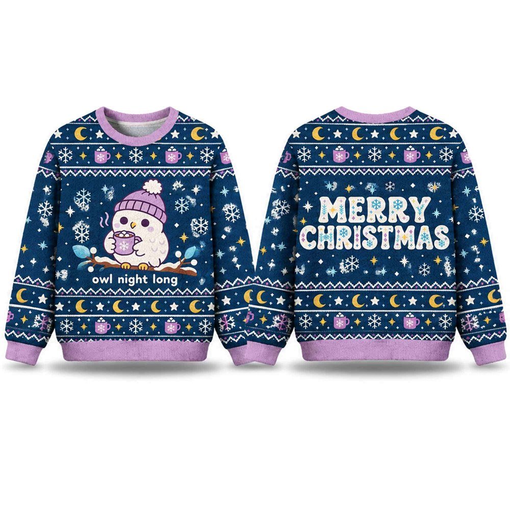 Owl Night Long Winter Owl Ugly Christmas Sweater Xmas Clothing Xmas Gifts For Her