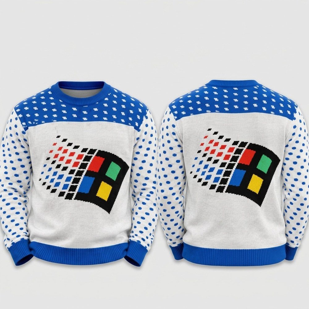 Windows 95 Festive Tech Ugly Christmas Sweater Computer Holiday Apparel Gifts For Tech Lovers