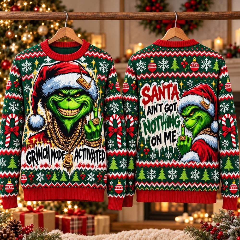 Grinch Mode Activated Ugly Christmas Sweater Cold Weather Clothes Xmas Gifts For Him