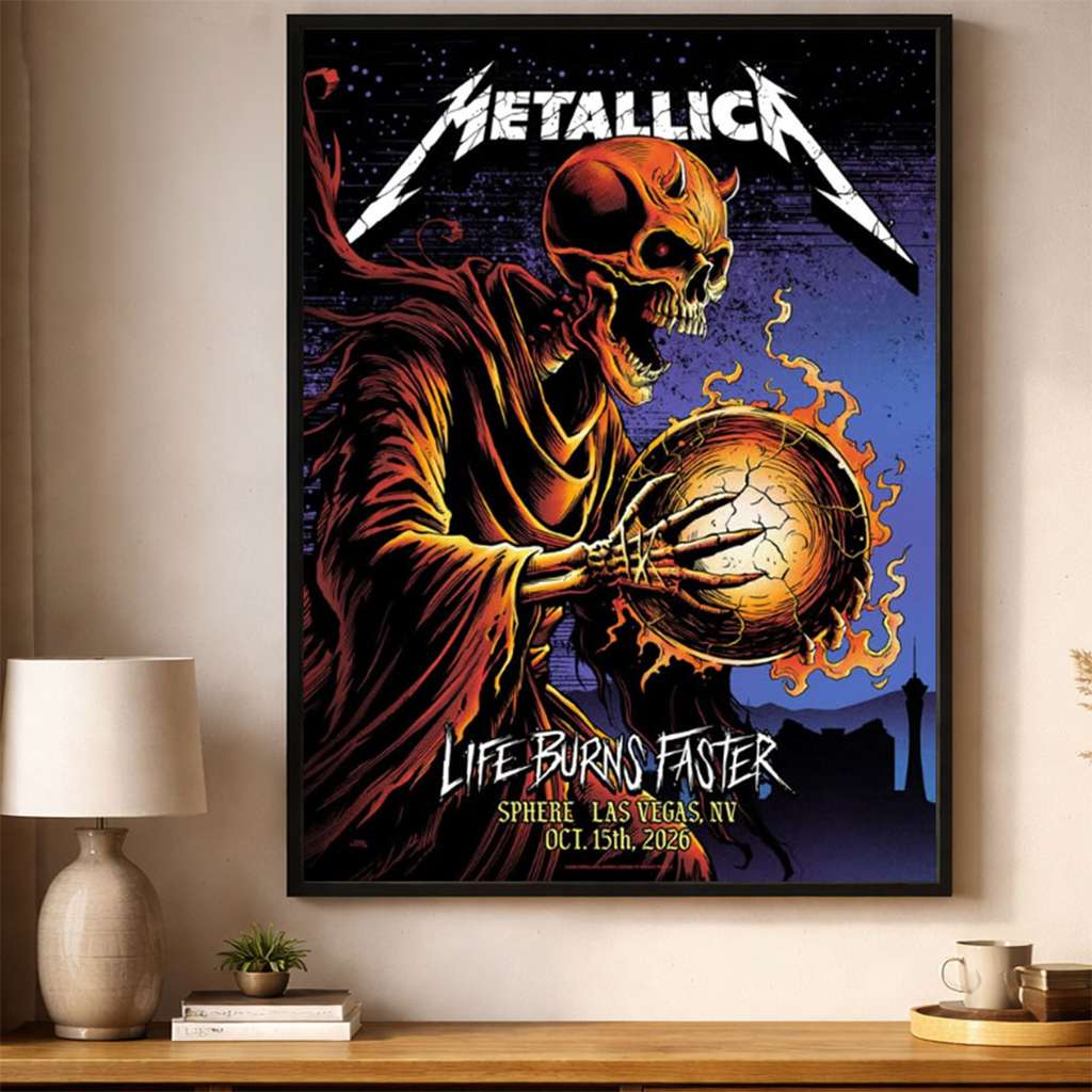 Metallica Merch Life Burns Faster Tour Poster Living Room Wall Art Gifts For Metallica Fan