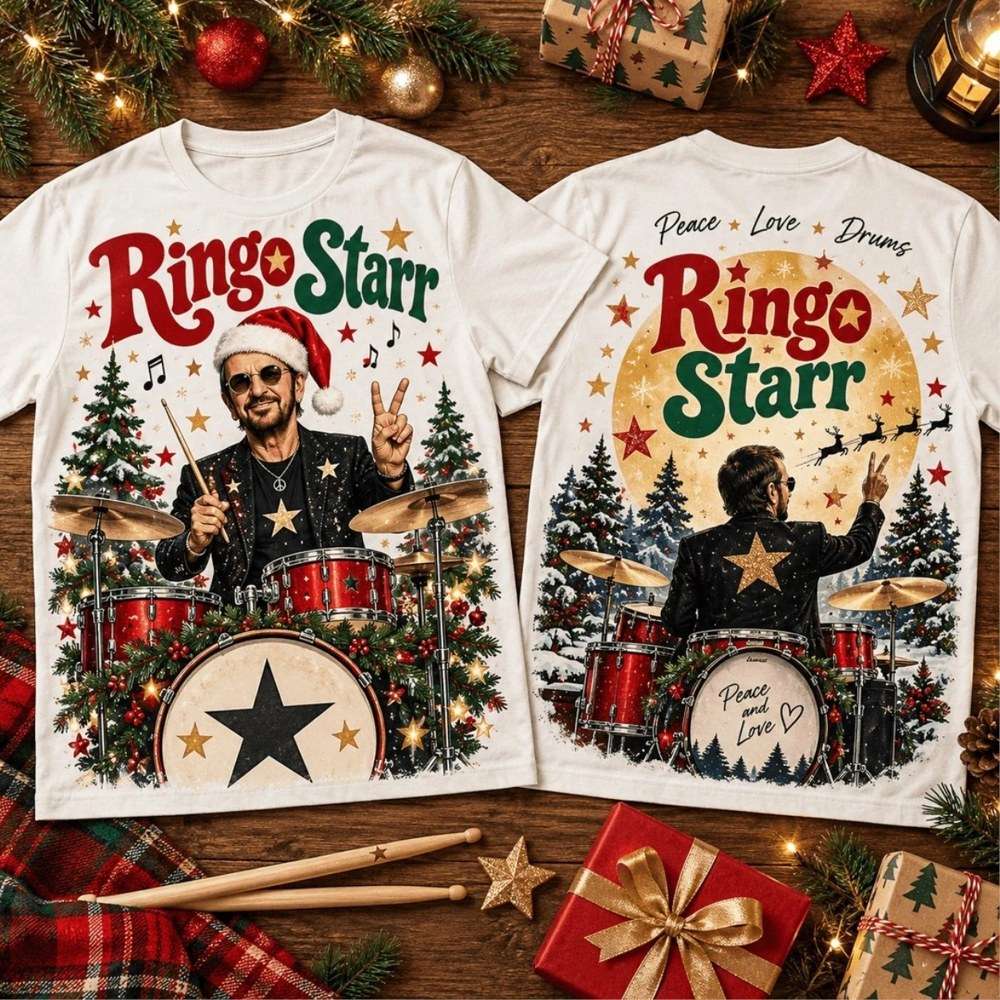 Ringo Starr Christmas Drummer Peace Love Shirt Ringo Starr Merch Gifts For Music Lovers