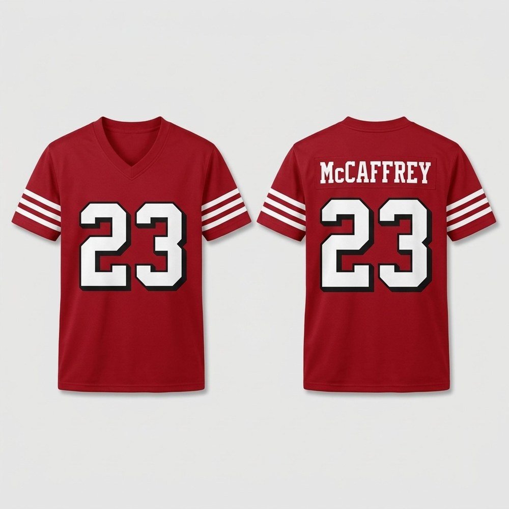 Christian McCaffrey #23 San Francisco 49ers Red Football Jersey Christian McCaffrey Merch Gifts