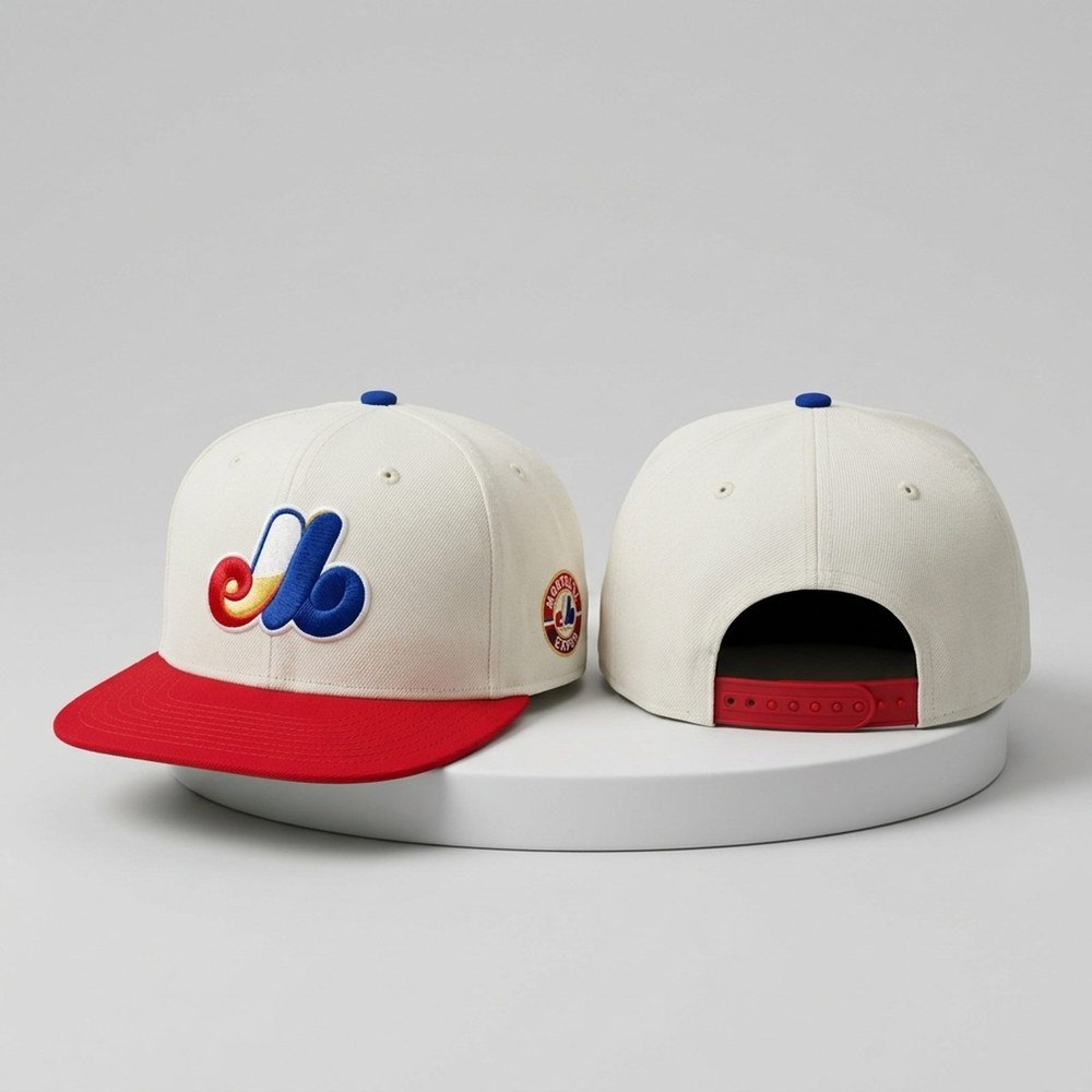 Montreal Expos Merch Two-Tone Red Brim Snapback Hat Montreal Expos Headwear Gifts For Baseball Fans