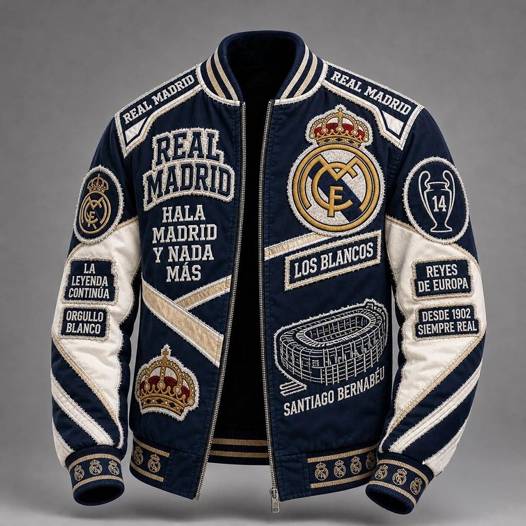 Real Madrid Football Club Santiago Bernabeu Stadium Patchwork Jacket Real Madrid Merch Fan Gift