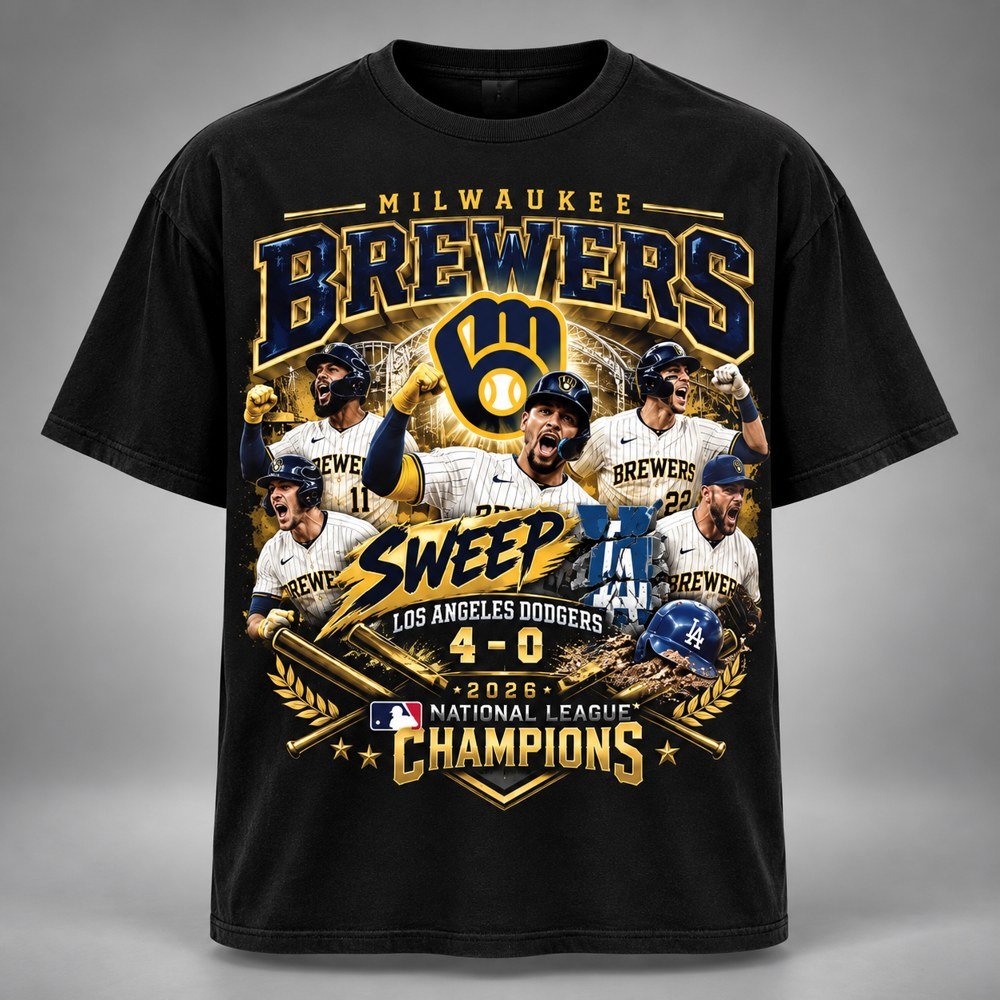 Milwaukee Brewers Merch Sweep Victory T-Shirt The Brewers Apparel Gifts For Game Day