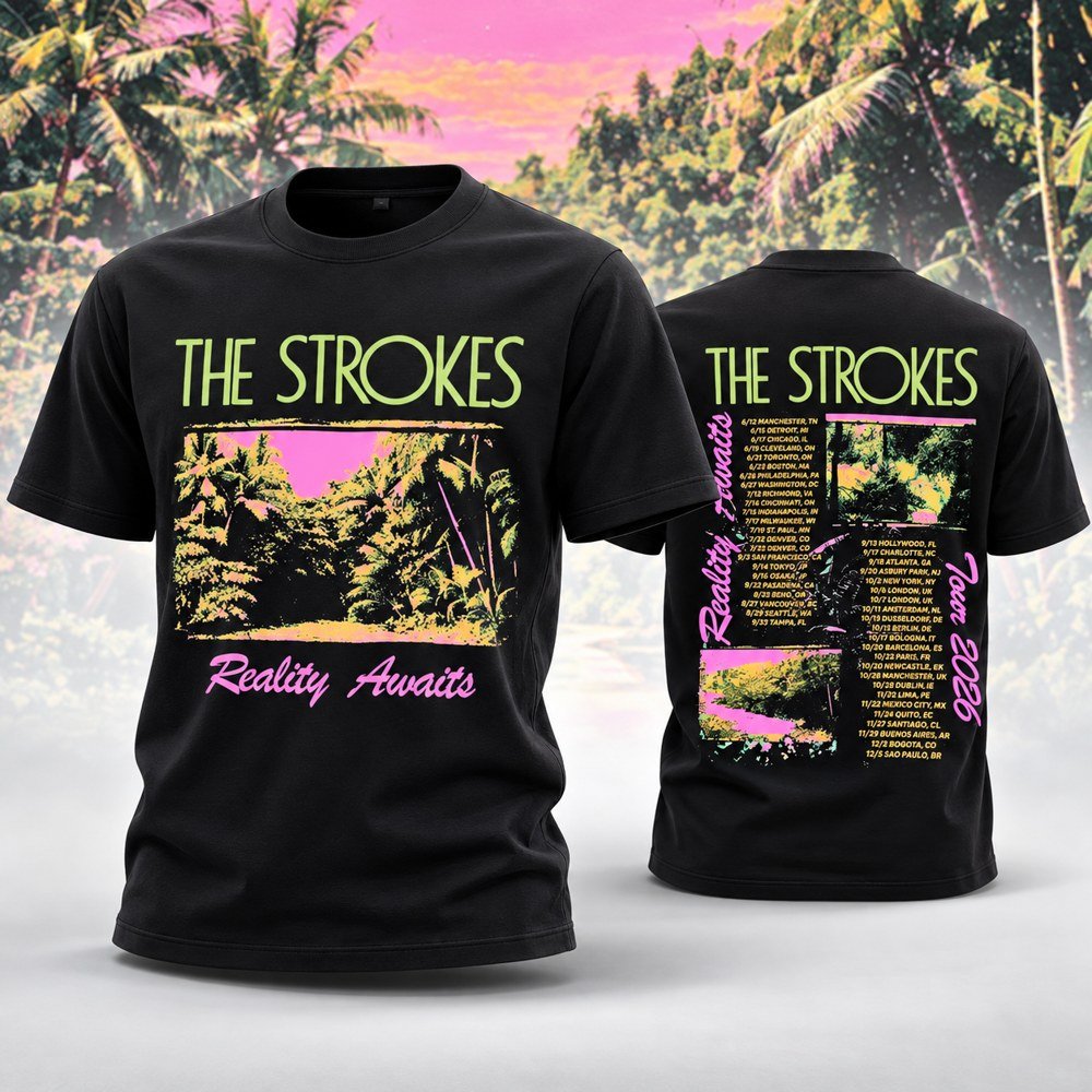 The Strokes Merch Reality Awaits Tour T-Shirt The Strokes Concert Apparel Gifs For Music Lovers